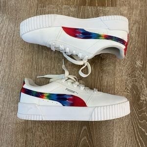 Puma Carina Tie-Dye Rainbow Platform Sneakers